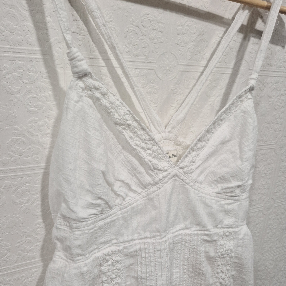 Abercrombie & Fitch White Sleeveless Tiered Dress - Picture 2 of 7